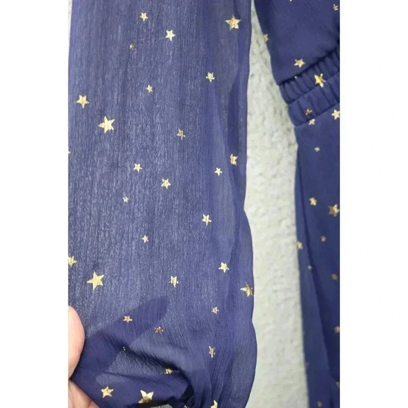 Altar's State Navy Blue w/Gold Stars Dress-Size XL-Long Semi-Sheer Sleeves-Lined - Picture 4 of 8